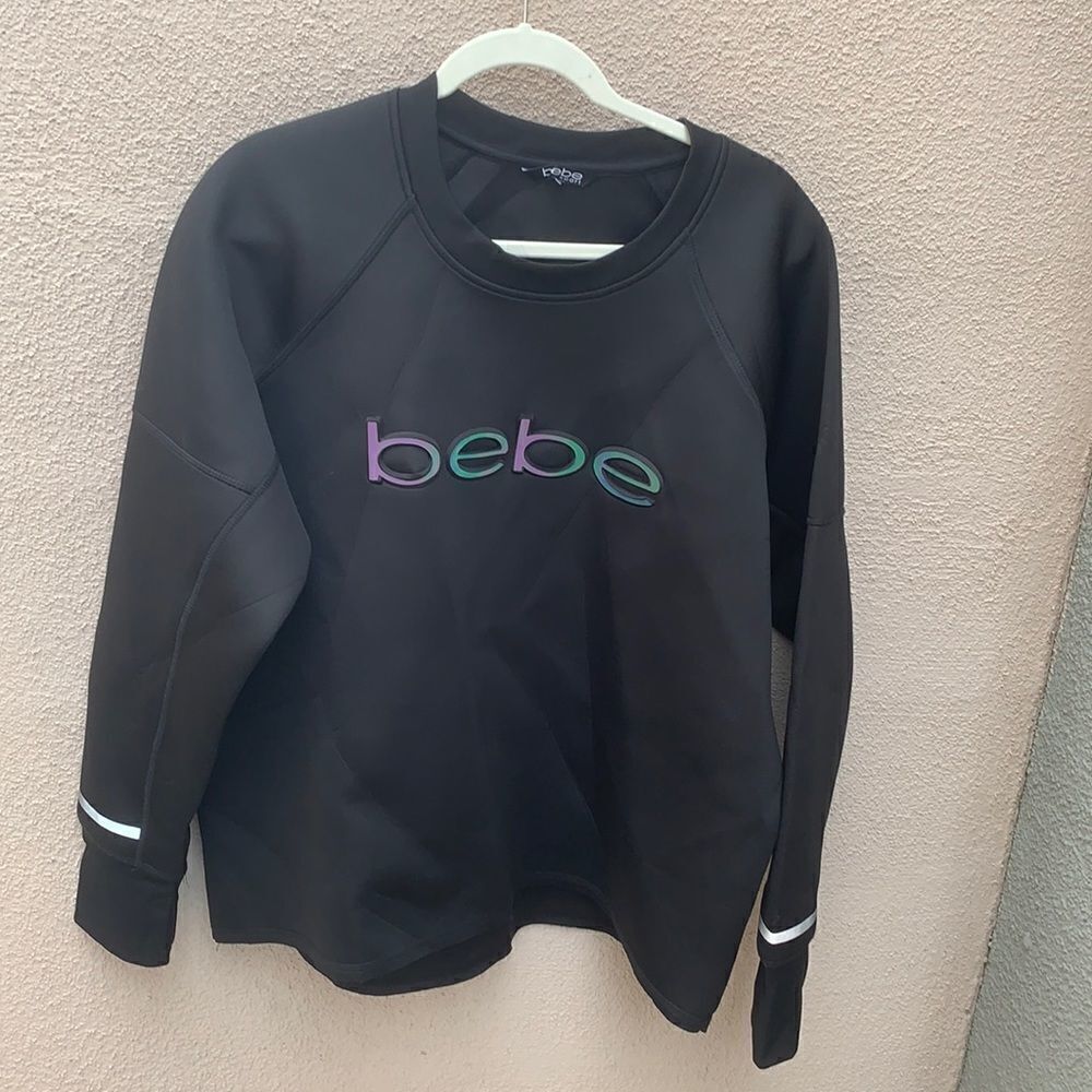 BEBE Sport Black Long Sleeve Women’s Polyester Spandex Loose Size 2X Wash Cold